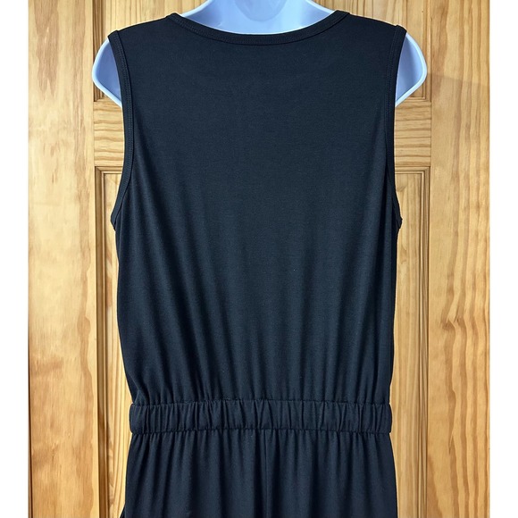 New! Women’s Sz Med Black Sleeveless Romper w/Elastic Waist & Snap Closure, V572 - Picture 11 of 15